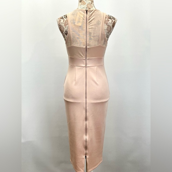 FOREVER 21 Blush pink sheer top bodycon midi dress size M - Picture 6 of 14